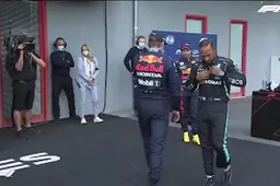 'Bodycheck' tussen Verstappen en Hamilton in Parc Ferme na kwalificatie Imola
