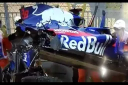Toro Rosso van Hartley breekt in tweeën na crash VT3 Spanje