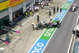 Scary moment: Bottas spins his Mercedes in the pit lane!