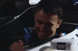 Albon gets stuck in Button's old F1 car during birthday wish