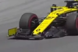 Nico Hulkenberg zorgt voor de rode vlag met schade aan zijn wagen