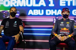 Verstappen and Hamilton side by side during press conference in Australia