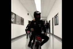 Watch Max Verstappen race Alex Albon through the Red Bull factory!