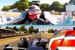 George Russell klimt met Mercedes de heuvel op tijdens Goodwood Festival