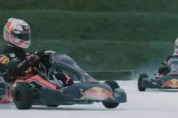 Max Verstappen en Pierre Gasly scheuren over ijs...in Nederland!