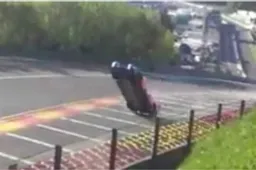 Car performs a 'wheelie' in bizarre image coming from Spa!
