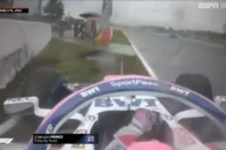 WATCH: Sergio Pérez crashes during a soaking wet German Grand Prix!