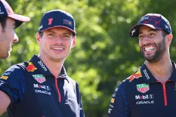 Ricciardo, Verstappen and Perez can't stop laughing in Red Bull race
