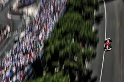 Leclerc survives Stroll crash and tames unruly Ferrari to beat Verstappen and Norris