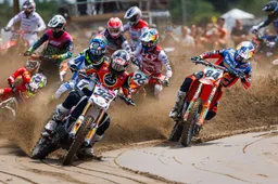 Massive pile up wipes out half the field in Pro Motocross Hangtown race