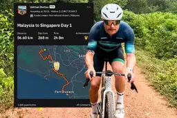 Bottas kiest bizarre route naar Singapore en fietst ruim 320 kilometer