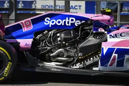 Stroll's Racing Point strips itself on track
