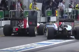 Rookie Rio crashes into Grosjean in pit-lane