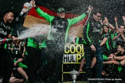 Sauber celebrated surprise podium with Mercedes champagne!