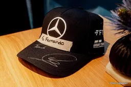 Hamilton: To Fernando [a signed Mercedes cap]