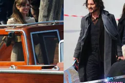 Setfoto Angelina Jolie en Johnny Depp in The Tourist