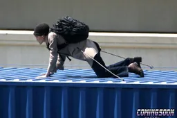 Foto's Angelina Jolie tijdens stuntwerk Salt