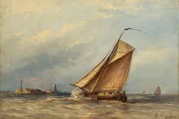 Zeilende tjalk op de Zuiderzee Bronvermelding - Albert Jurardus van Prooijen, collectie Zuiderzeemuseum Enkhuizen
