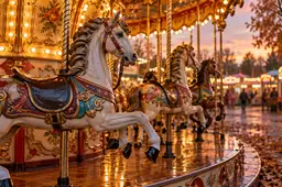 Draaimolen op een kermis. Realistisch illustratiebeeld, gemaakt met AI; geen foto van de Nunspeetse kermis.