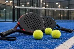 Twee padelrackets en drie gele ballen-3