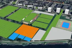 Impressie inrichting van het sportpark