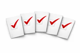 Stemmen met vinkjes op stembiljetten