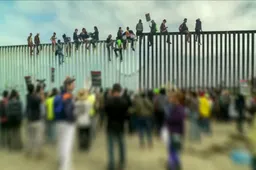 Illegale immigranten met kinderen proberen Amerika binnen te dringen, grensbewakers grijpen in