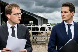 FVD-Kamerlid Pepijn van Houwelingen confronteert D66-minister Jaimi van Essen bij een stal