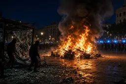 Barcelona in brand: 600 gemaskerde jongeren plunderen het centrum naar Frans voorbeeld, en Den Haag denkt: hier gebeurt dat niet