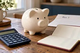 Piggy bank, passbook, and Box 3