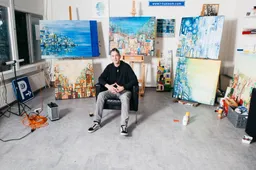 expositie Utrechtse kunstenaar L-Tuziasm in Bunk. L-Tuziasm in zijn atelier