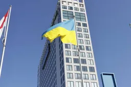 Oekraiense vlag voor Huis voor de provincie Utrecht
