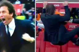 Onwaarschijnlijk! Zo viert Conte het late winnende doelpunt van Chelsea (Video)