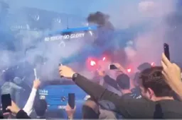Ongelofelijke ontvangst voor spelersbus van Club Brugge (Video)