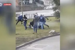 Hooligans van Lokeren gaan op de vuist, man krijgt zware klappen (Video)