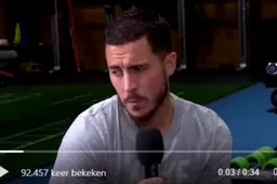 Heerlijk! Hazard geeft commentaar op zijn eigen doelpunt.