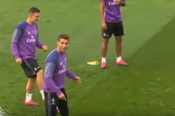 Ronaldo wordt razend na panna op training