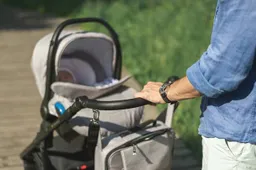 closeup mannen handen met kinderwagen jonge vader wandelen in het park met baby in kinderwagen vaderschap vaders vaderdag concept 108611 2187jpg