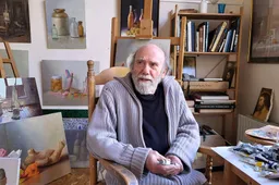 Havelte E.P. Moleveld in zijn atelier foto A Regtop