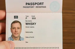 de achternaam whisky in een paspoort