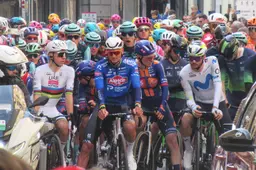 Mathieu van der Poel aan de start van een wedstrijd