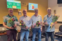 v.l.n.r. 4e Gert-Jan v.d. Ven; 3e Andre Janssen; 2e Willy v. Ooyen; Kampioen Theo v. Hout.