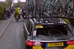 Lijdensweg Benoot in Roubaix: pech, val door auto en dwars door achterruit