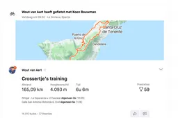 Van Aert knipoogt op Strava naar Lefevere: 'Crossertje's training'
