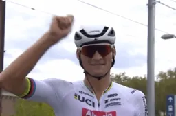 Van der Poel opent rekening in regenboogtrui: 'Onverwacht, maar dat zijn de leukste'