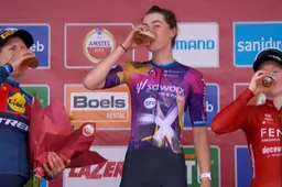 Puck Pieterse en de andere Amstel Gold Race-podiumklanten: normaliter op de Amerongse berg, maar nu temmers van de Cauberg