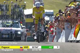 Pogacar doet er nog een schepje bovenop in klimtijdrit: Vingegaard op gepaste afstand tweede, Evenepoel verliest veel
