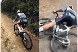 Vallende Philipsen vraagt Van der Poel om graveltips, die op hilarische wijze reageert