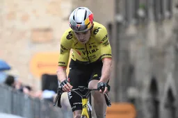 Visma | Lease a Bike prijst labeur Wout van Aert voor gevallen Matteo Jorgenson in gravelrit