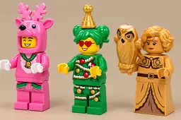 Drie vrolijke LEGO feestfiguren